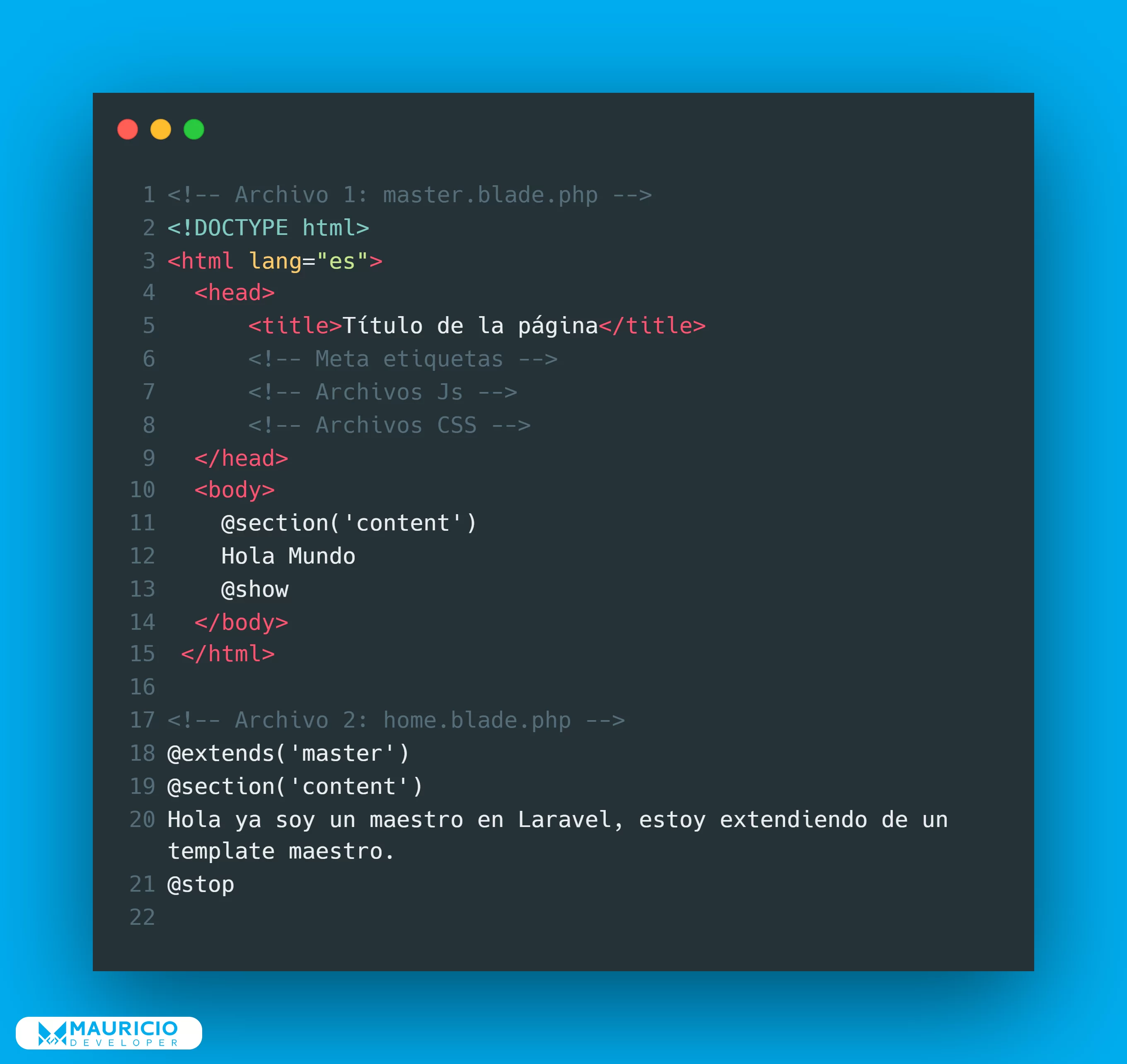 Laravel: Archivo maestro de Blade para nuestro proyecto.